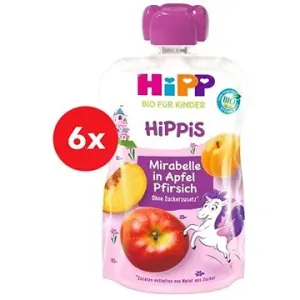 HiPP BIO Hippies Jablko-Broskev -Mirabelka 6× 100 g