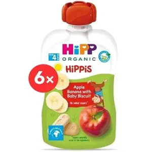 HiPP BIO Hippies kapsička Jablko-Banán-Baby sušenky 6×100 g