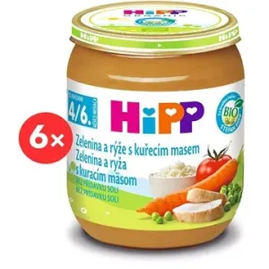 HiPP BIO Zelenina a rýže s kuřecím masem - 6× 125 g