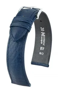 Řemínek Hirsch Camelgrain - modrý - 18 mm - L – Standardní délka (doporučujeme) - 16 mm - Zlatá + 5 let záruka, pojištění a dárek ZDARMA