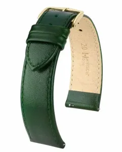 Řemínek Hirsch Osiris - zelený - 18 mm - L – Standardní délka (doporučujeme) - 16 mm - Zlatá + 5 let záruka, pojištění a dárek ZDARMA