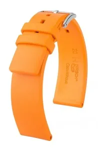 Řemínek Hirsch Pure - oranžový - 20 mm - L – Standardní délka (doporučujeme) - 18 mm - Stříbrná + 5 let záruka, pojištění a dárek ZDARMA