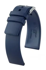 Řemínek Hirsch Pure - modrý - 22 mm - L – Standardní délka (doporučujeme) - 20 mm - Stříbrná + 5 let záruka, pojištění a dárek ZDARMA