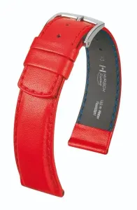 Řemínek Hirsch Runner (NO QR) - červený - 18 mm - L – Standardní délka (doporučujeme) - 16 mm - Stříbrná + 5 let záruka, pojištění a dárek ZDARMA