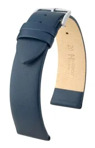 Řemínek Hirsch Toronto - modrý - 20 mm - M – Střední délka - 18 mm - Stříbrná + 5 let záruka, pojištění a dárek ZDARMA