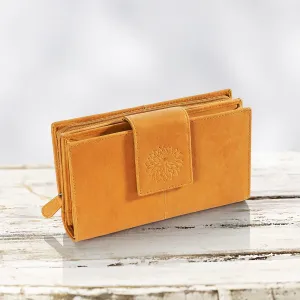 HJP Dámská peněženka kožená Dahlia, žlutá