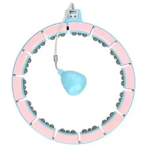 FH06 modro-růžová masážní hula hoop obruč se závažím a počítadlem