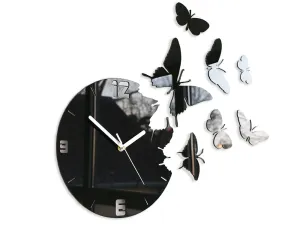 Moderní nástěnné hodiny MOTÝLE  (nalepovací hodiny na stěnu)