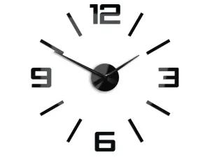 Moderní nástěnné hodiny SILVER XL BLACK  (nalepovací hodiny na stěnu)
