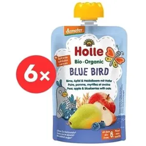 HOLLE Blue Bird  BIO hruška jablko borůvky a vločky 6× 100 g