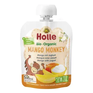 HOLLE Mango monkey bio dětské ovocné pyré s jogurtem 5× 85 g