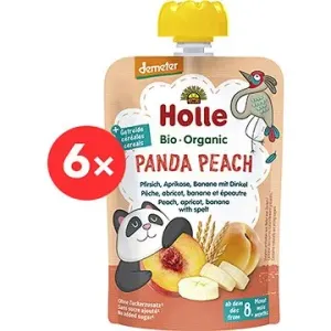 HOLLE Panda Peach  BIO broskev meruňka banan špalda 6× 100 g
