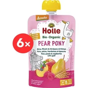 HOLLE Pear Pony BIO hruška broskev maliny a špalda 6× 100 g