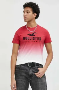 Bavlněné tričko Hollister Co. červená barva
