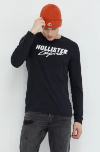Bavlněné tričko s dlouhým rukávem Hollister Co. bílá barva, s potiskem #3444672
