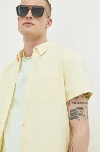 Košile Hollister Co. pánská, žlutá barva, regular, s klasickým límcem