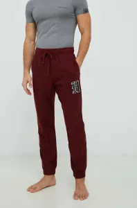 Pyžamové kalhoty Hollister Co. pánské, vínová barva, s aplikací