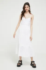 Bavlněné šaty Hollister Co. bílá barva, midi
