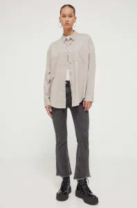 Košile Hollister Co. dámská, šedá barva, relaxed, s klasickým límcem #5970179