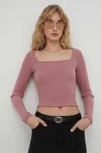 Tričko s dlouhým rukávem Hollister Co. růžová barva #6118230