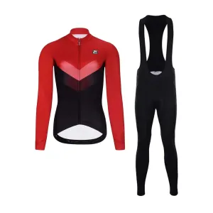 HOLOKOLO Cyklistický dlouhý dres a kalhoty - ARROW LADY WINTER - červená/černá #5286981
