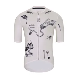 HOLOKOLO Cyklistický dres s krátkým rukávem - TATTOO ELITE - ivory/černá 4XL