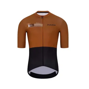 HOLOKOLO Cyklistický dres s krátkým rukávem - VIBES - hnědá/černá S