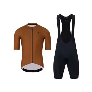 HOLOKOLO Cyklistický krátký dres a krátké kalhoty - VICTORIOUS - hnědá/černá