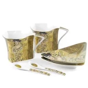 Home Elements Sada - dva tvarované šálky 250 ml s podšálky a lžičkami - Klimt Adele
