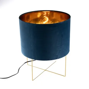 Moderní stolní lampa modrá se zlatou - Rosalina