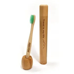 Bambusový kartáček - zelená Bambusové pouzdro: Včetně cestovního pouzdra