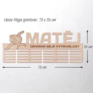 Věšák na medaile - Atletika Velikost věšáku: Mega sportovec (70 x 30 cm)