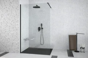 HOPA Walk-in sprchový kout AVEO BLACK BARVA rámu Černá, Pevná stěna Bez pevné stěny, Rozměr A 100 cm, Rozměr C 195 cm, Výplň Čiré bezpečnostní sklo 8 mm BCAVEO100BL #4518041