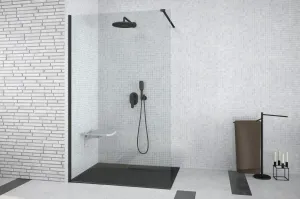 HOPA Walk-in sprchový kout AVEO BLACK BARVA rámu Černá, Pevná stěna Bez pevné stěny, Rozměr A 140 cm, Rozměr C 195 cm, Výplň Čiré bezpečnostní sklo 8 mm BCAVEO140BL #4518087