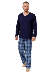 Pánské pyžamo Leon se vzorem kostky HOTBERG Barva/Velikost: granát (modrá) / L