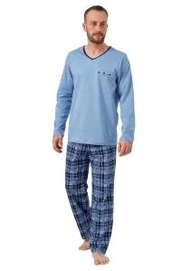 Pánské pyžamo Leon se vzorem kostky HOTBERG Barva/Velikost: modrá světlá / L