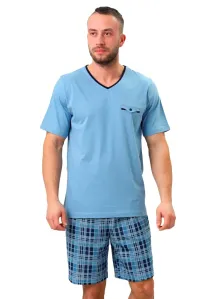 Pánské pyžamo Leon se vzorovanými kraťasy HOTBERG Barva/Velikost: modrá světlá / XXL