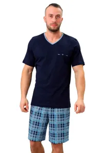 Pánské pyžamo Leon se vzorovanými kraťasy HOTBERG Barva/Velikost: modrá tmavá / L