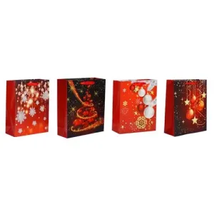 Sada vánočních dárkových tašek 4 ks, červená, 26 x 32 x 10 cm