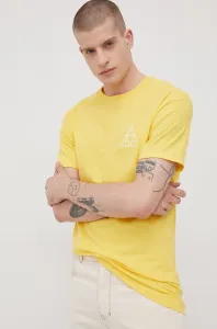 Bavlněné tričko HUF žlutá barva, s potiskem #5677148