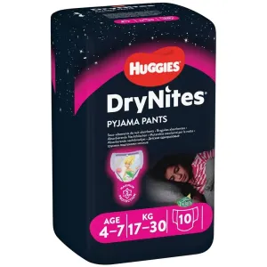 HUGGIES - DryNites Kalhotky plenkové jednorázové pro dívky 4-7 let (17-30 kg) 10 ks