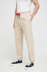 Bavlněné kalhoty HUGO béžová barva #6146324