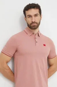 Bavlněné polo tričko HUGO růžová barva #6146465