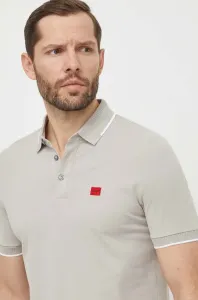 Bavlněné polo tričko HUGO šedá barva
