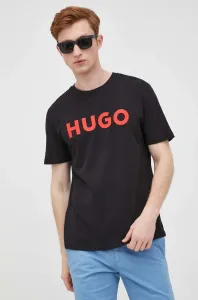 Bavlněné tričko HUGO černá barva, s potiskem #2002158