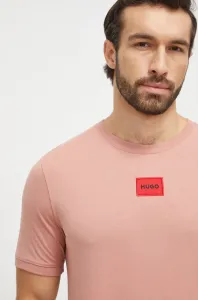 Bavlněné tričko HUGO růžová barva, s aplikací #6165271