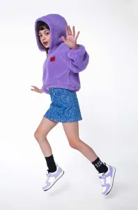 Dětská mikina HUGO fialová barva, s kapucí, s aplikací