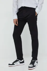 Kalhoty HUGO pánské, černá barva, přiléhavé