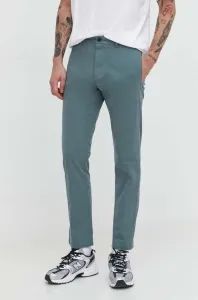 Kalhoty HUGO pánské, zelená barva, přiléhavé