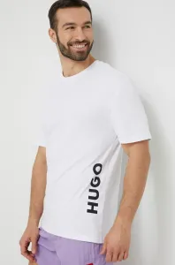 Plážové tričko HUGO bílá barva, s potiskem